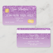 Paarse Drip Glitter-look-creditcard Visitekaartje (Voorkant / Achterkant)