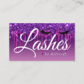 Paarse drip Glitter-look Lashes Visitekaartje (Voorkant)