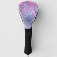 Paarse Drip Glitter, Monogram, Golf Head Hoesje