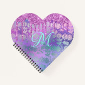 Paarse Drip Glitter Monogram iPad Smart Hoesje Notitieboek (Voorkant)