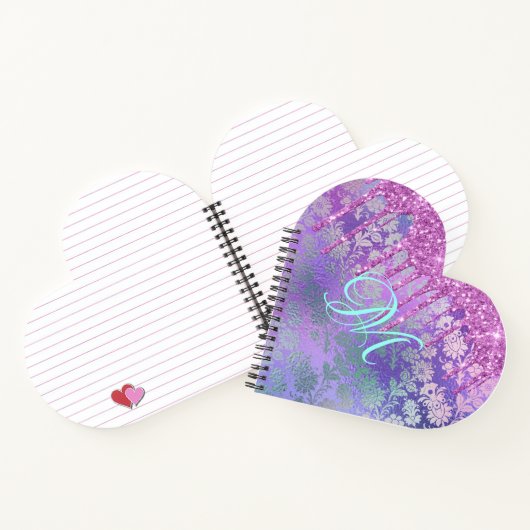Paarse Drip Glitter Monogram iPad Smart Hoesje Notitieboek (Binnen)