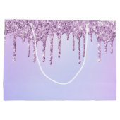 Paarse dripglitter Persoonlijke bridesmaïden Groot Cadeauzakje (Achterkant)