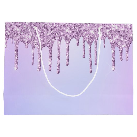 Paarse dripglitter Persoonlijke bridesmaïden Groot Cadeauzakje (Achterkant)