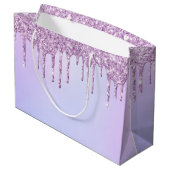 Paarse dripglitter Persoonlijke bridesmaïden Groot Cadeauzakje (Achterkant Gekanteld)