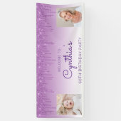Paarse dripingelen Glitter Twee Foto 60e verjaarda Spandoek (Verticaal)
