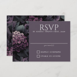 Paarse droevige bloemen RSVP kaartje