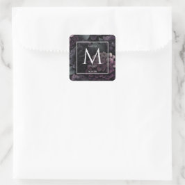 Paarse droevige bloemen vierkante sticker