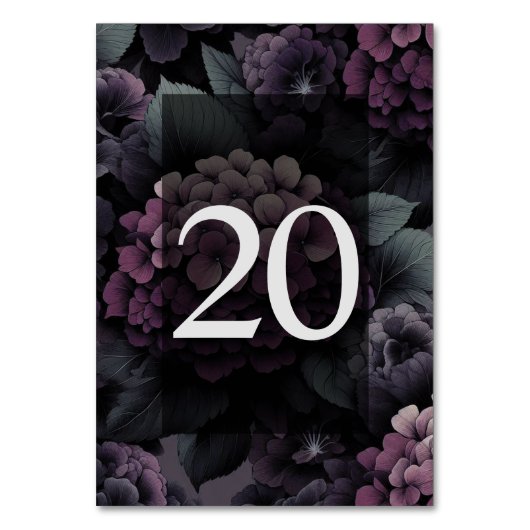 Paarse droevige bloemtafel 20 kaart (Voorkant)