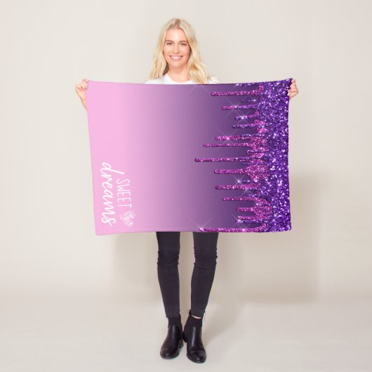 Paarse dromen met glitter Sweet Fleece Deken (In situ)