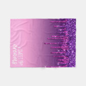 Paarse dromen met glitter Sweet Fleece Deken (Voorkant (Horizontaal))