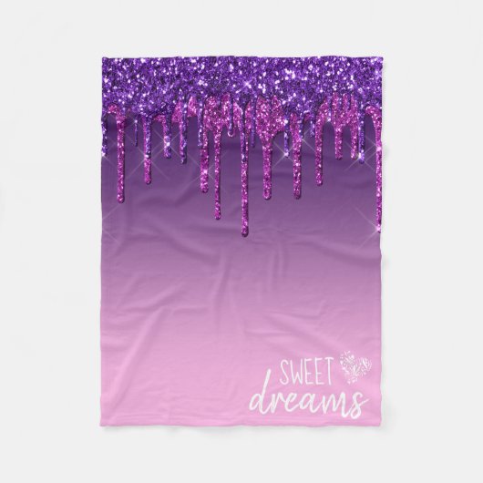 Paarse dromen met glitter Sweet Fleece Deken (Voorkant)