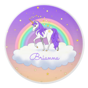 Paarse dromen regenboogvlies Keramische Knop