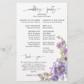 Paarse dromen stijlvol floral Wedding Program (Achterkant)