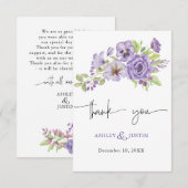 Paarse dromen stijlvolle bloemen Dank je wel (Voorkant / Achterkant)