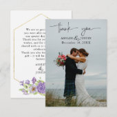 Paarse dromen stijlvolle bloemen Dank je wel (Voorkant / Achterkant)