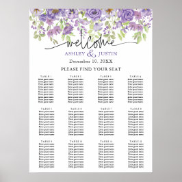 Paarse dromen stijlvolle floralen poster