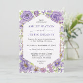 Paarse dromen stijlvolle floralen Weddenschap Kaart (Staand voorkant)