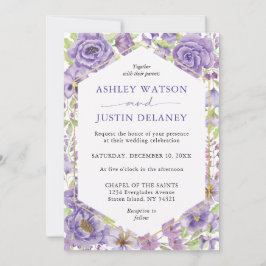 Paarse dromen stijlvolle floralen Weddenschap Kaart