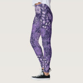 Paarse Droom Elegant Botanisch Ontwerp Leggings (Links)
