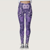 Paarse Droom Elegant Botanisch Ontwerp Leggings (Voorkant)