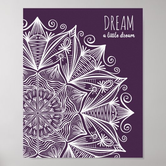 Paarse droom Elegant Typografie Mandala Art Modern Poster (Voorkant)