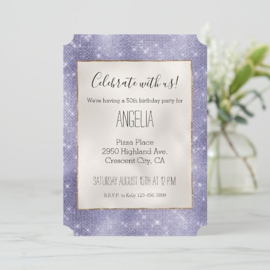 Paarse droom sprankeling kaart (Staand voorkant)