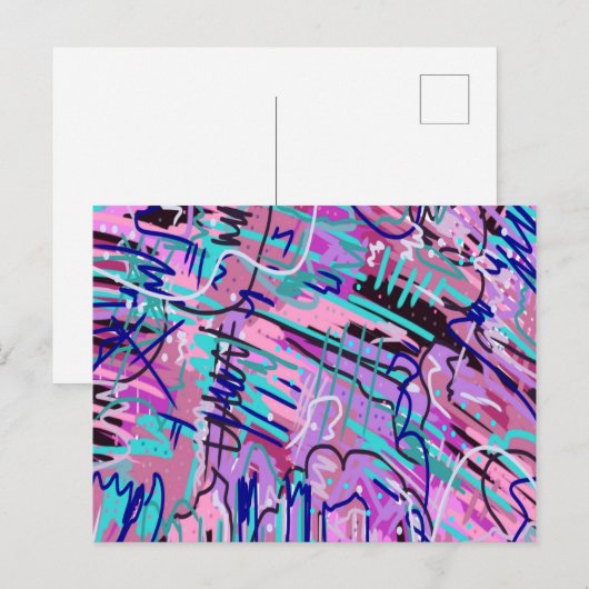 Paarse droomexpressie Abstract Briefkaart (Voorkant / Achterkant)