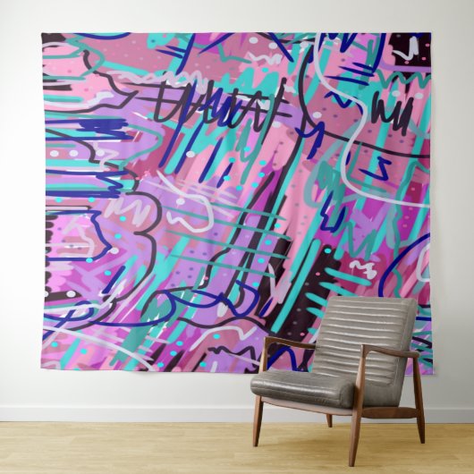 Paarse droomexpressie Abstract Wandkleed (In Situ (horizontaal))