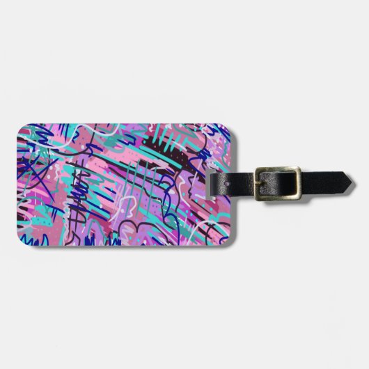Paarse droomexpressieve Abstracte afdruk Bagagelabel (Voorkant horizontaal)