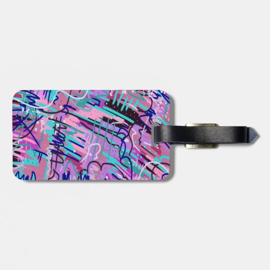 Paarse droomexpressieve Abstracte afdruk Bagagelabel (Achterkant horizontaal)