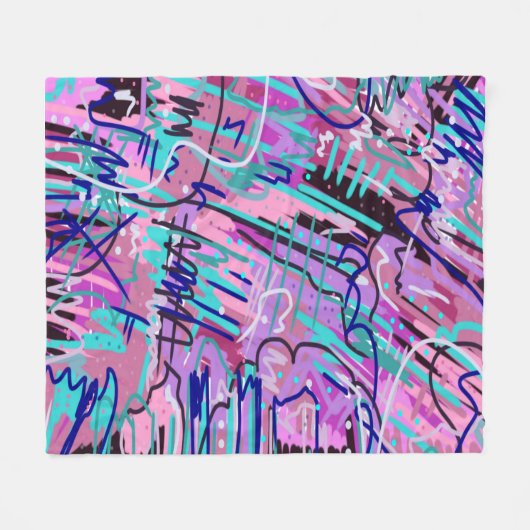 Paarse droomexpressieve Abstracte afdruk Fleece Deken (Voorkant (Horizontaal))
