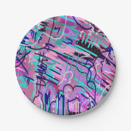 Paarse droomexpressieve Abstracte afdruk Papieren Bordje