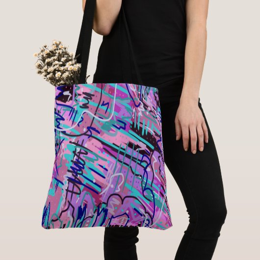 Paarse droomexpressieve Abstracte afdruk Tote Bag (Dichtbij)