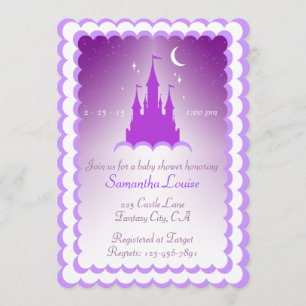 Paarse droomkasteel in het Baby shower wolken Kaart