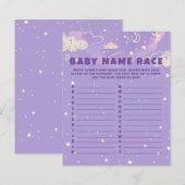Paarse droomnaam Baby Race Baby shower Game (Voorkant / Achterkant)