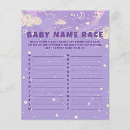 Paarse droomnaam Baby Race Baby shower Game