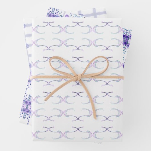 Paarse droompatroon inpakpapier vellen (In situ)