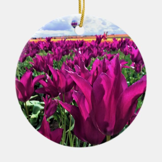 Paarse droomtulpen keramisch ornament (Voorkant)