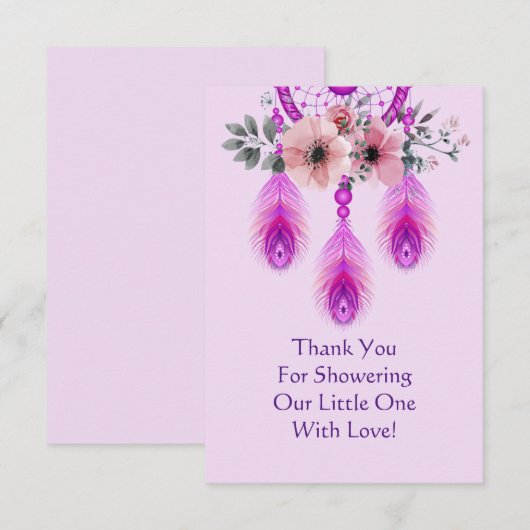 Paarse droomvanger met ventilator bedankkaart (Voorkant / Achterkant)