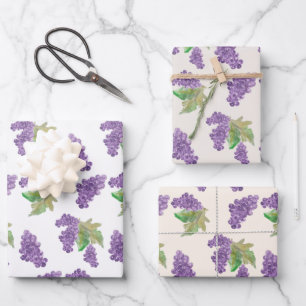 Paarse Druif Waterverf Handgeschilderd Inpakpapier Vel