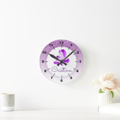 Paarse druipende glitter & paarse eenhoorns / ronde klok (Huis)