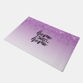 Paarse druipende glitter | Thuis Sweet Home Deurmat (Schuin)