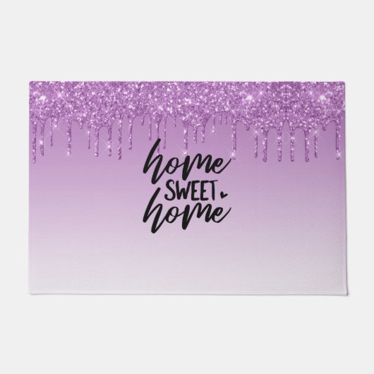 Paarse druipende glitter | Thuis Sweet Home Deurmat (Voorkant)