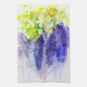 Paarse Druiven Aquarel – Wijngaard Theedoek