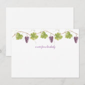 Paarse druiven, bladeren en grammen van druiven notitiekaartje (Voorkant / Achterkant)