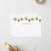 Paarse druiven, bladeren en grammen van druiven notitiekaartje (Voorkant / Achterkant in situ)