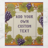Paarse druiven Custom Name Bord Plaque Wijn Etiket (Enkel label)
