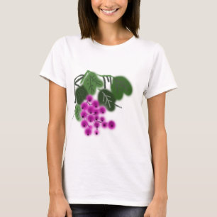 paarse druiven en groene bladeren t-shirt