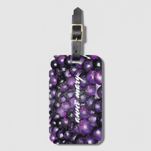 Paarse druiven fruitpatronen Abstracte aangepaste  Bagagelabel (Voorkant (verticaal))