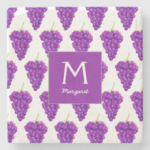 Paarse druiven  fruitpatroon stenen onderzetter